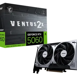 بطاقة الرسومات إم إس آي GeForce RTX 5060 VENTUS 2X سعة 8 جيجابايت – معمارية NVIDIA Blackwell، ذاكرة GDDR7، أنوية تتبع الأشعة من الجيل الرابع، أنوية Tensor من الجيل الخامس، تقنية DLSS 4، تبريد ثنائي المروحة