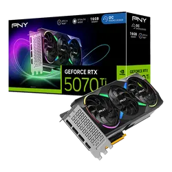بطاقة الرسومات PNY GeForce RTX 5070 Ti ARGB أوفركلوك - ذاكرة 16GB GDDR7، تبريد ثلاثي المراوح، واجهة PCIe 5.0، دعم DLSS 4 وتتبع الأشعة، منافذ HDMI 2.1b وDisplayPort 2.1b