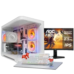 بي سي قيمنق, i5 14400F, RTX 3050, رام 16GB, تخزين 1 تيرا SSD,  ويندوز 11, تجميعة بي سي دي ذا ون مخصصة للالعاب مع شاشة