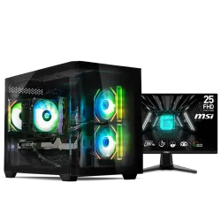 بي سي قيمنق, RYZEN 5 9600X, RTX 5060TI, رام 16GB, تخزين 1 تيرا SSD,  ويندوز 11, تجميعة بي سي دي ميغا مخصصة للالعاب مع شاشة 