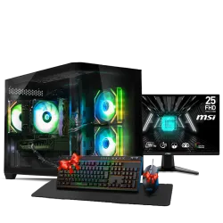 بي سي قيمنق, RYZEN 5 9600X, RTX 5060TI, رام 16GB, تخزين 1 تيرا SSD,  ويندوز 11, تجميعة بي سي دي ميغا مخصصة للالعاب مع شاشة 