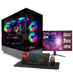 بي سي قيمنق, RYZEN 7800X3D, RTX 5070Ti, رام 32GB, تخزين 1 تيرا SSD, ويندوز 11, تجميعة بي سي دي ليدر مخصصة للالعاب والتصميم وصناع المحتوى مع شاشة