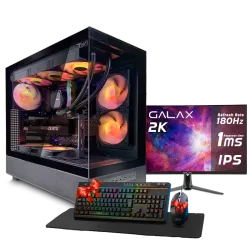 بي سي قيمنق, i5 14600KF, RTX 5070Ti ,رام 16GB, تخزين 1 تيرا SSD, ويندوز 11, تجميعة بي سي دي ليدر مخصصة للالعاب والتصميم وصناع المحتوى مع شاشة