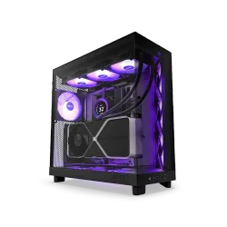 صندوق كمبيوتر ألعاب , NZXT , H6 فلو RGB (2023) مع مراوح RGB باللون الأسود بالكامل (CC-H61FB-R1)