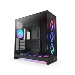 CASE NZXT H9 Flow RGB+ (2025) Dual-Chamber Mid-Tower Case w/ RGB Fans & Control Hub - All Black (CM-H92FB-P1)