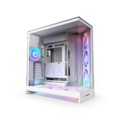 كيس كمبيوتر , NZXT , H9 Flow RGB+ (2025) , مزدوج الحجرة , ميد تاور مع مراوح RGB ووحدة تحكم - أبيض بالكامل (CM-H92FW-P1)