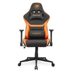 Cougar Armor One V2 F Gaming Chair - High-Back Design with PVC Leather or Fabric Upholstery, 4D Folding Armrests, Lumbar Pillow, and Back Pocket