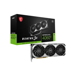 MSI بطاقة رسومات جيفورس RTX 4060 Ti فينتوس 3X E 8G OC وحدة معالجة الرسومات الجرافيكية انفيديا 4060 8GB GDDR6 128 بت 18Gbps واجهة PCI اكسبرس 4 حتى 2565 MHz مروحة توركس 4.0