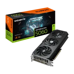 كرت شاشة جيجابايت GeForce RTX 5060 GAMING OC 8G - ذاكرة 8GB GDDR7، واجهة 128-بت، تبريد WINDFORCE، مروحة Hawk، إضاءة RGB، بيوس مزدوج (أداء/صامت)، هيكل معزز