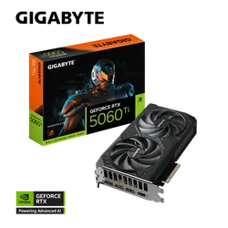 بطاقة رسومات جيجابايت GeForce RTX 5060 Ti WINDFORCE 8G – ذاكرة 8GB GDDR7، معمارية Blackwell، تقنية DLSS 4، مروحة Hawk، تبريد WINDFORCE متطور، هيكل معزز