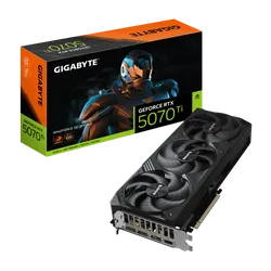 بطاقة رسومات جيجابايت GeForce RTX 5070 Ti WINDFORCE OC SFF 16G – ذاكرة 16GB GDDR7، معمارية Blackwell، تقنية DLSS 4، مروحة Hawk، نظام تبريد WINDFORCE، بايوس مزدوج للأداء والهدوء، جاهزة لصناديق SFF، هيكل معزز مع حامل VGA