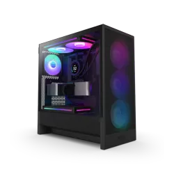 CASE NZXT H5 Flow RGB (2024) Compact Mid-Tower ATX Case with RGB Fans - All Black (CC-H52FB-R1)