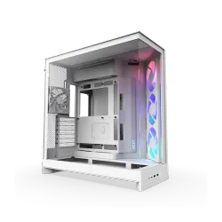كيس NZXT H9 Flow RGB (2025) , تصميم مزدوج الغرف , ميد تاور , مع مراوح RGB , باللون الأبيض بالكامل (CM-H92FW-R1)