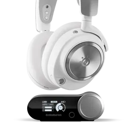 SteelSeries Arctis Nova Pro Wireless Multi-System Gaming Headset - Neodymium Magnetic Drivers - Active Noise Cancellation - Infinity Power System - ClearCast Gen 2Mic - PC, PS5, Switch, Mobile - White