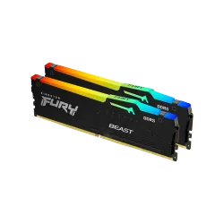 ذاكرة كينجستون FURY BEAST RGB DDR5 بسعة 16 جيجابايت (2×8 جيجابايت) بسرعة 5600 ميجاهرتز وتوقيت CL36 – لون أسود، إضاءة RGB ديناميكية، تدعم Intel XMP