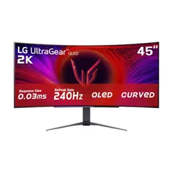 LG 45 UltraGear oled QHD 240Hz 0.03MS Curved Gaming Monitor with USB Type-C 65w (45GS96QB-B)