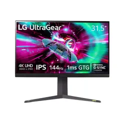 4K 32-inch gaming monitor, IPS technology, 1MS response time, 144 Hz encoding refresh rate, 2.1 HDMI port, USB top port, USB monitor connector, LG Nvidia G Sync® technology, 3840 x 2160, Black, Ultra-HD