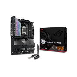 لوحة ام للالعاب اسوس روج كروسهير X670E هيرو (واي فاي 6E) مقبس AM5 (LGA 1718) رايزن 7000، (18+2 مرحلة طاقة، منفذ PCIe® 5.0، DDR5، 5 فتحات M.2، 2 USB 3.2 جيل2، امامية، USB4™، 6E)، كروس X670E