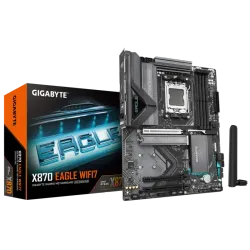 جيجابايت X870 ايجل WIFI7 AM5 LGA 1718، ATX، DDR5، 4X M.2، منفذ الملحقات الاضافية السريع 5.0، USB4، واي فاي 7، شبكة LAN 2.5GbE، اي زد-لاتش، كيو فلاش