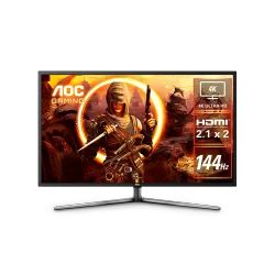 AOC شاشة العاب G4309VX/D 43 انش W VA بتقنية VA، 3840x2160، 1MS، 144Hz، HDR1000، AMD فري سينك بريميوم، HDMI2.1 (HDR)×2، DP1.4(HDR)×2 USB3.2 الجيل 1×4، منفذ USB، 7W×2، 200 ملم × 1000 ممم فيزا،، أسود