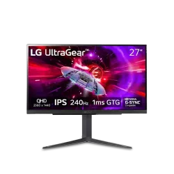 LG شاشة العاب الترا جير™ QHD 27GR83Q B مقاس 27 انش بتقنية IPS 1 مللي ثانية (جي تي 240 هرتز متوافقة مع انفيديا سينك أسود