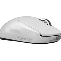 ماوس الألعاب اللاسلكي لوجيتك PRO X SUPERLIGHT - باللون الأبيض، خفيف للغاية بوزن أقل من 63 جم، مستشعر HERO 25K، تقنية LIGHTSPEED، وعمر بطارية يصل إلى 70 ساعة