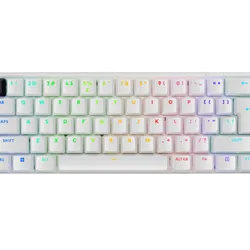 Logitech PRO X 60 LIGHTSPEED Wireless Gaming Keyboard - Compact 60% Design, Tactile Optical Switches, KEYCONTROL, LIGHTSYNC RGB, Onboard Profiles, 65h Battery Life, 1ms Report Rate, Multi-Device Connectivity (Wireless, Bluetooth, Wired) - White