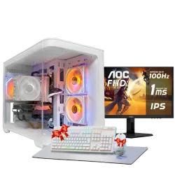 بي سي قيمنق, i5 14400F, RTX 3050, رام 16GB, تخزين 1 تيرا SSD,  ويندوز 11, تجميعة بي سي دي ذا ون مخصصة للالعاب مع شاشة