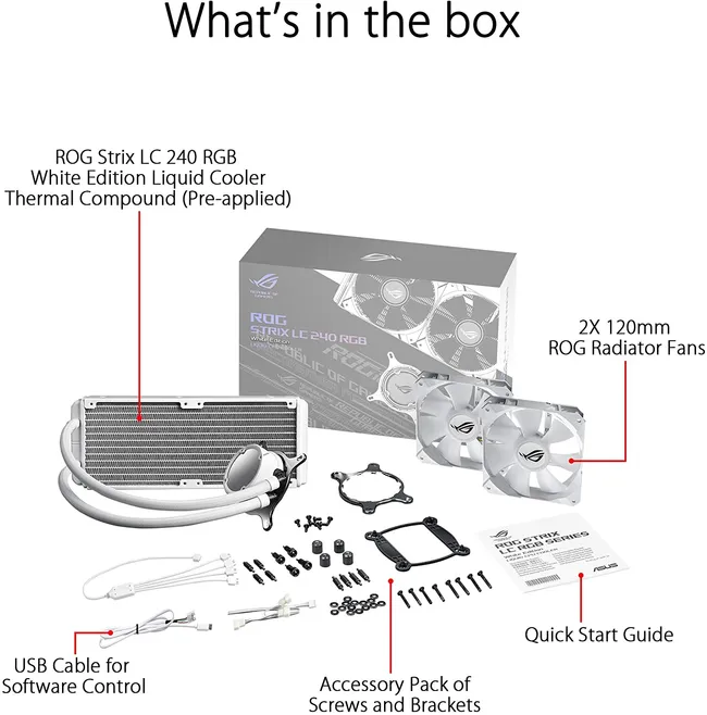 ASUS ROG Strix LC 240 RGB White Edition All-in-One Liquid CPU Cooler