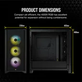 CASE CORSAIR 4000X RGB TG Mid Tower PC Case – Black, CC-9011204-WW