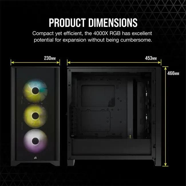 CASE CORSAIR 4000X RGB TG Mid Tower PC Case – Black, CC-9011204-WW