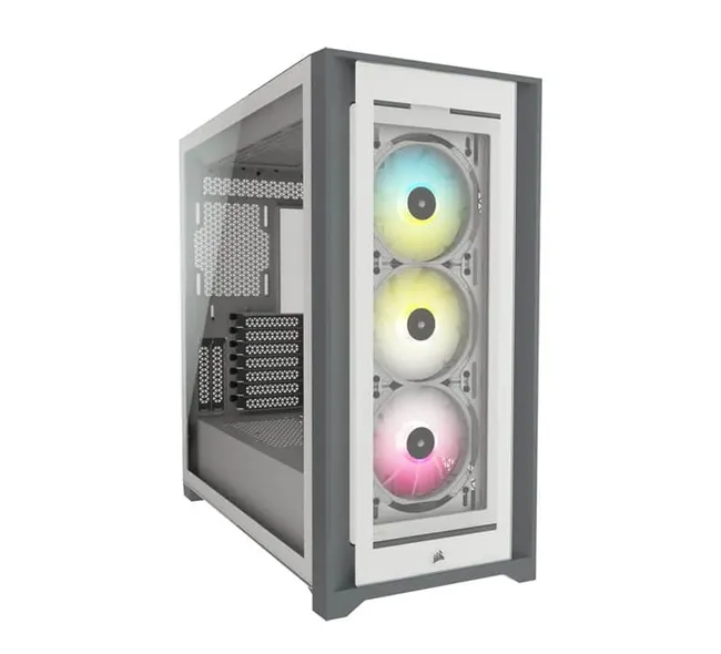 CASE CORSAIR 5000X RGB Tempered Glass Mid Tower PC Case – White, CC-9011231-WW