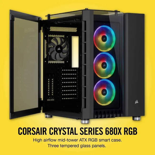 CASE CORSAIR Crystal Series 680X RGB High Airflow Tempered Glass ATX Smart Case – Black