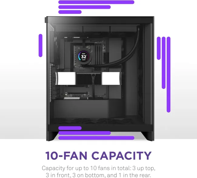 CASE NZXT H7 Flow (2024) Mid-Tower ATX Case - All Black (CM-H72FB-01)