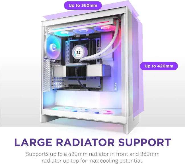 CASE NZXT H7 Flow RGB (2024) Mid-Tower ATX Case - All White (CM-H72FW-R1)