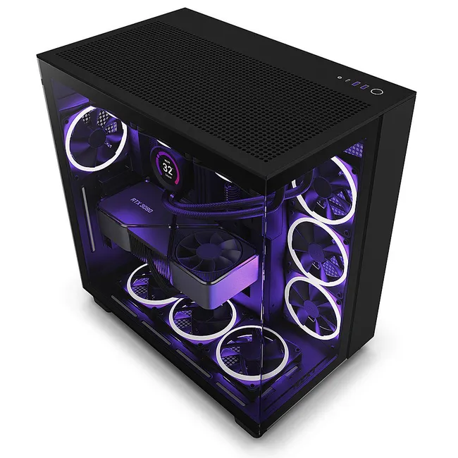 CASE NZXT H9 Flow Mid Tower ATX Chassis Black – CM-H91FB-01