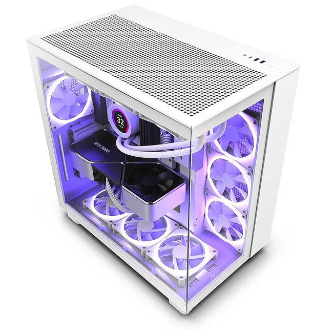 CASE NZXT H9 Flow Mid Tower ATX Chassis White – CM-H91FW-01