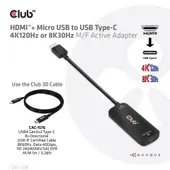 CLUB 3D HDMI + Micro USB to USB Type-C 4K120Hz or 8K30Hz M/F Active Adapter (CAC-1336)