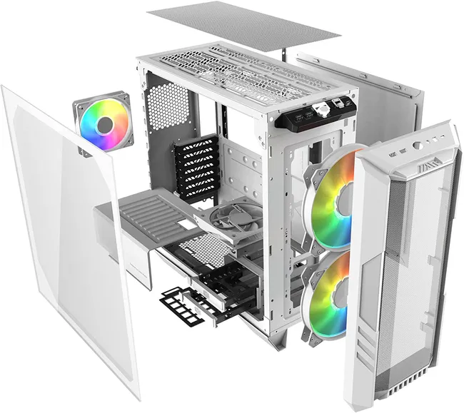 COOLER MASTER Master Box HAF 500 WHITE - Mid Tower Gaming CASE, ARGB (Master Box HAF 500)