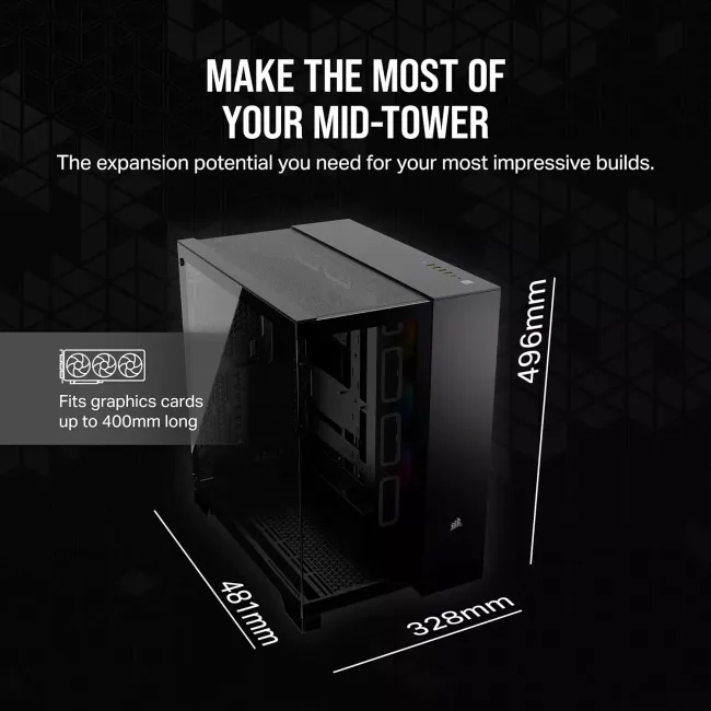 CORSAIR ICUE LINK 6500X RGB Mid-Tower Dual Chamber PC Case – BLACK