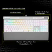 CORSAIR K70 PRO-WHT-OPX Silver-RGB KEYBOARD (CH-910951A-NA)