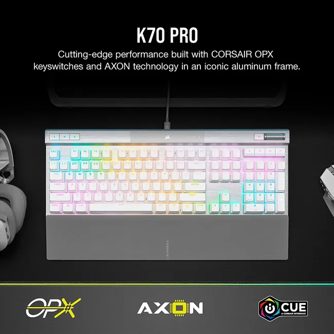 CORSAIR K70 PRO-WHT-OPX Silver-RGB KEYBOARD (CH-910951A-NA)