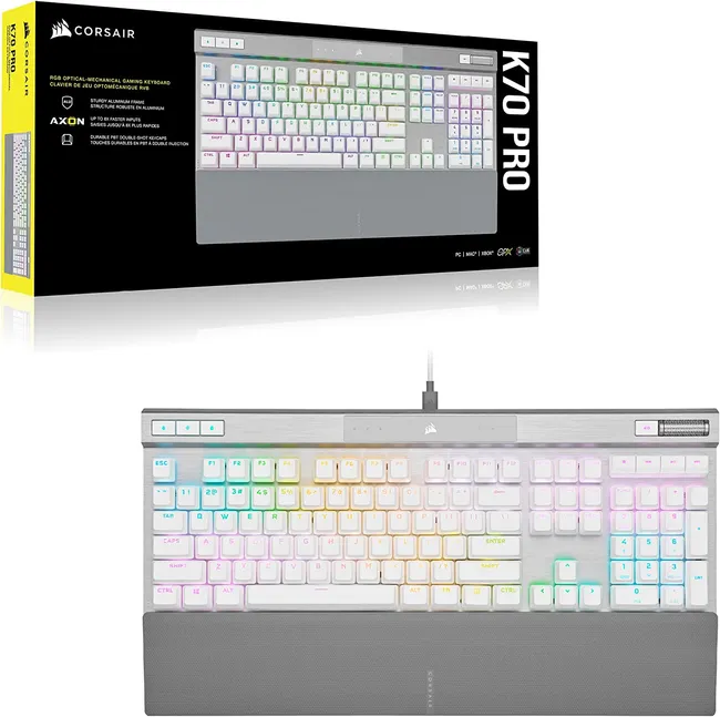 CORSAIR K70 PRO-WHT-OPX Silver-RGB KEYBOARD (CH-910951A-NA)