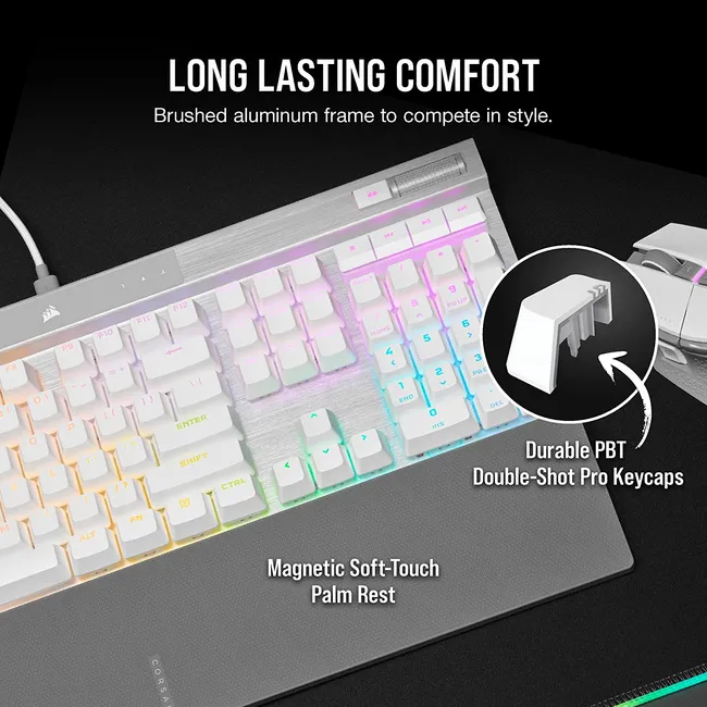 CORSAIR K70 PRO-WHT-OPX Silver-RGB KEYBOARD (CH-910951A-NA)