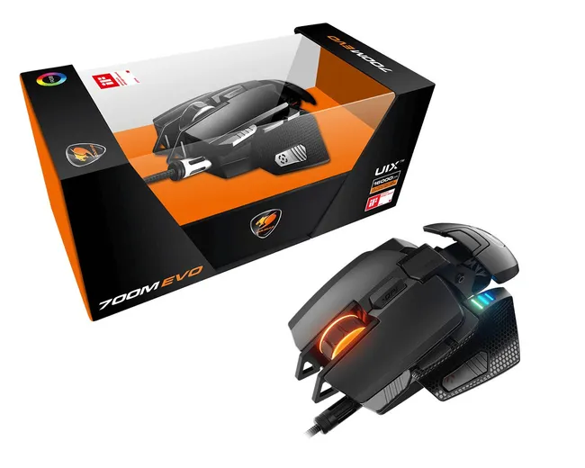 Cougar 700M EVO RGB Gaming Mouse, 16000 DPI, Aluminium Structure, Golden-plated USB plug, 8 Programmable Buttons