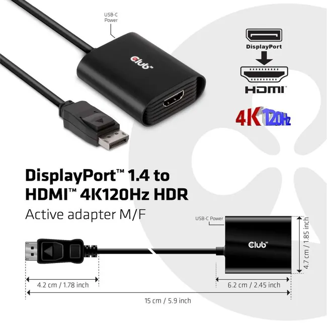 DisplayPort 1.4 to HDMI 4K120Hz HDR Active Adapter M/F