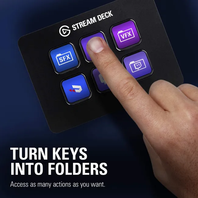 Elgato Stream Deck Mini - Compact Live Production Controller with 6 Customizable LCD keys, Trigger Actions in OBS Studio, Streamlabs, Twitch, YouTube and More (10GAI9901), Black