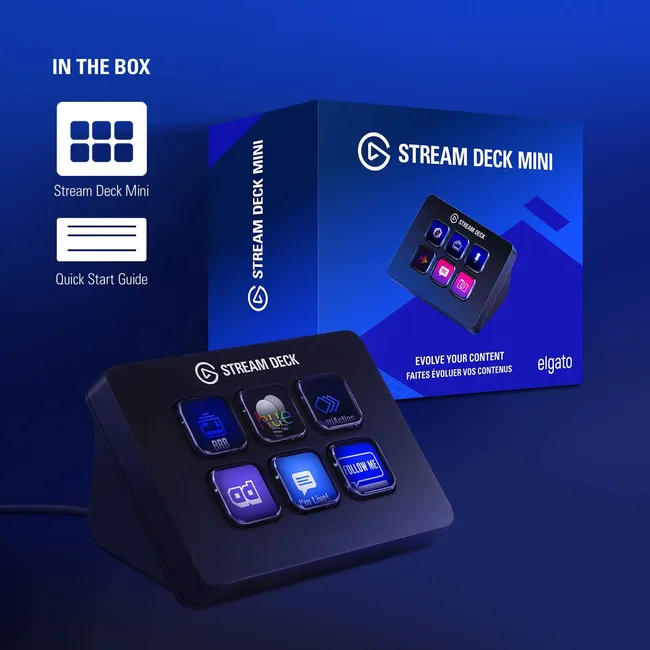 Elgato Stream Deck Mini - Compact Live Production Controller with 6 Customizable LCD keys, Trigger Actions in OBS Studio, Streamlabs, Twitch, YouTube and More (10GAI9901), Black