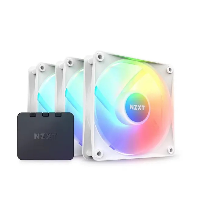 F120RGB Core - 120mm Hub-mounted RGB Fan - Triple Pack (White) w/RGB Controller