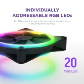 FAN NZXT F140RGB Duo - 140mm Dual-sided RGB Fan - Double Pack (Black) w/RGB Controller (RF-D14DF-B1)